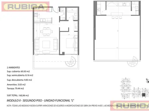 Departamento en Venta de 1 dormitorio