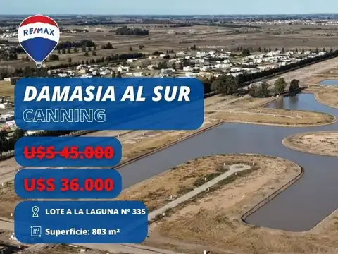 LOTE EN VENTA A LA LAGUNA EN DAMASIA AL SUR