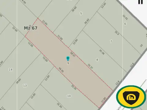 Terreno en Venta 12  mts Frente