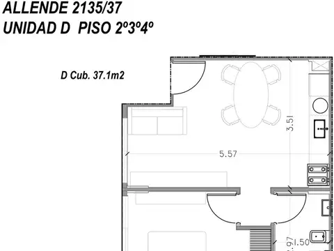 Departamento en Venta de 1 dormitorio