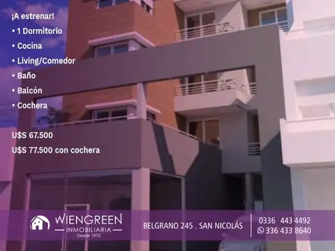 Departamento de 1 dormitorio con cochera