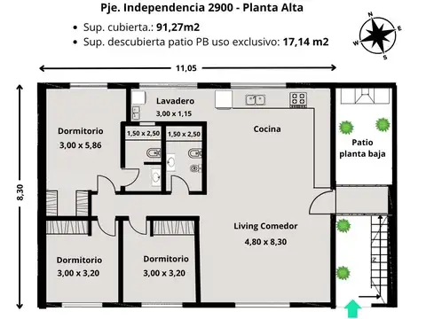 Pasaje Independencia 2930, Planta Alta, 100