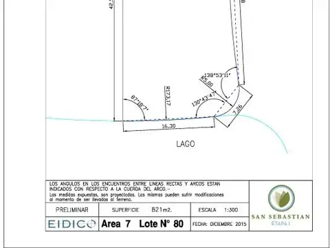 Terreno en Venta de 821,0 m2