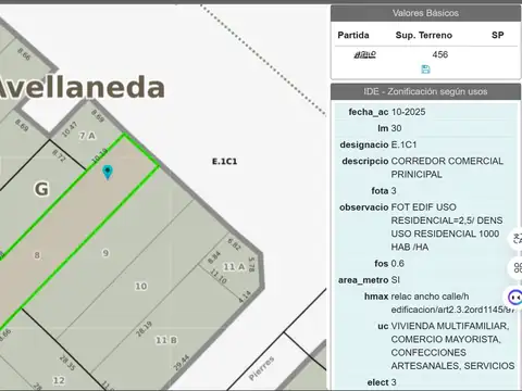VENTA LOTE TERRENO 456M2 VILLA DOMINICO AVELLANEDA