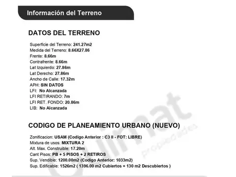 Terreno en Venta de 241,0 m2