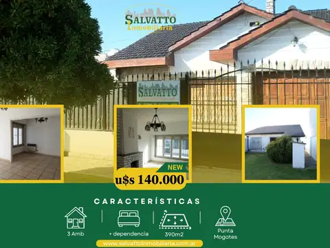 Chalet 3 ambientes con dependencia a terminar en Punta Mogotes