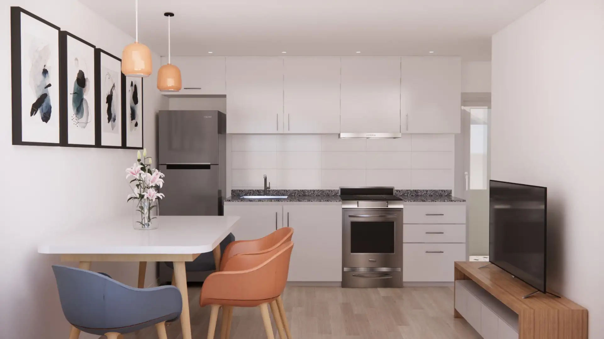 Depto 2 amb 34 m² en pozo con balcón y cochera — 1 dorm, Langueyú y Vivot
