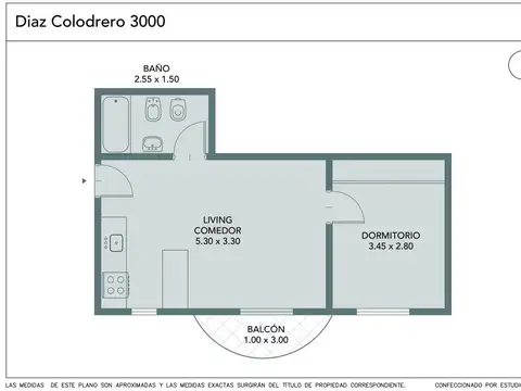 Departamento 2 ambientes con 1 baño