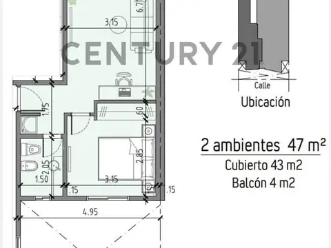 Departamento en Venta de 3 ambientes