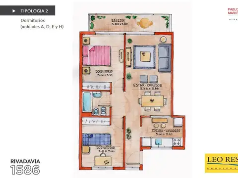 Departamento 3 ambientes con 1 baño