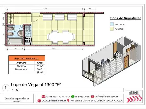 Departamento Monoambiente con 1 baño