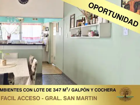 Venta Casa 4 Ambientes sobre Lote de 347 m² con cochera? Gral. San Martín