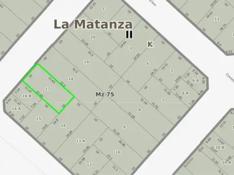 Terreno en Venta 10  mts Frente