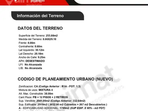 Terreno en Venta de 255,0 m2