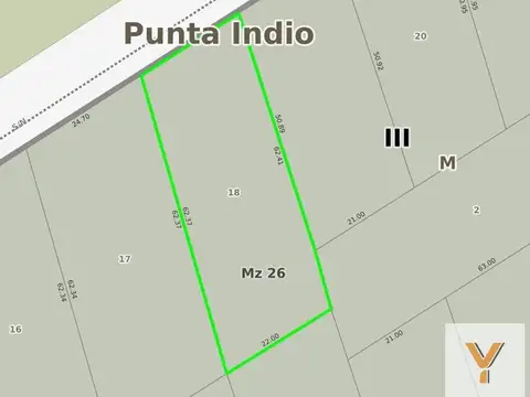 Terreno en Venta 22  mts Frente