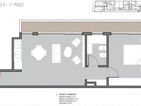 Departamento en Venta de 1 dormitorio
