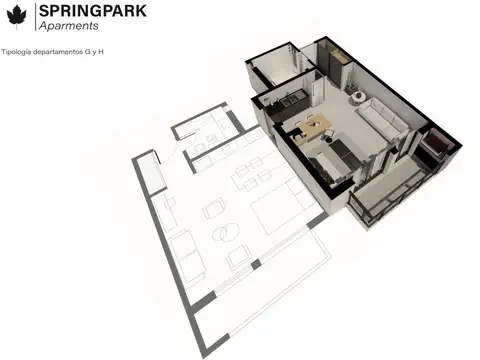 Departamento Monoambiente con 1 baño