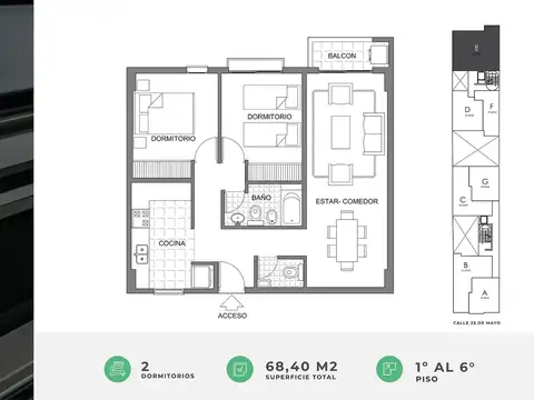 Departamento en Venta de 3 ambientes