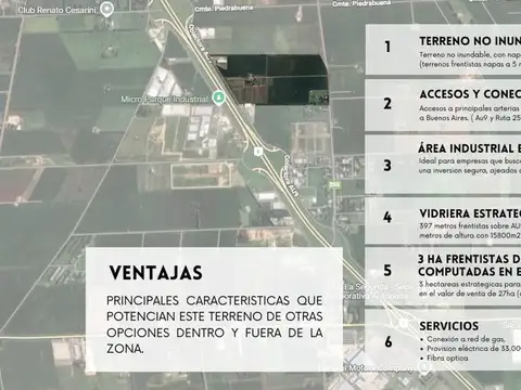 VENTA CAMPO INDUSTRIAL ALVEAR 12ha posibilidad 27h
