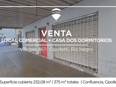 VENTA DE LOCAL COMERCIAL + CASA DOS DORMITORIOS 