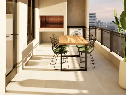 Departamento en pozo de 2 ambientes con amplio balcon con parrilla en Almagro sur