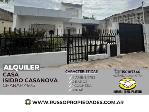 Alquiler Casa 4 ambientes - Isidro Casanova
