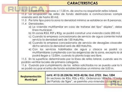 Terreno en Venta 25  mts Frente