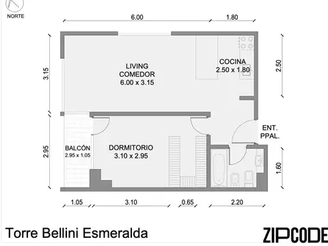 Departamento en Venta de 1 dormitorio