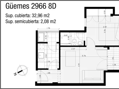 Departamento en Venta de 1 dormitorio