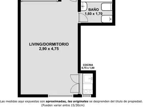 Departamento Monoambiente con 1 baño