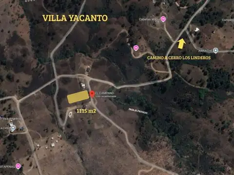 Se vende terreno con hermosa vista Villa Yacanto