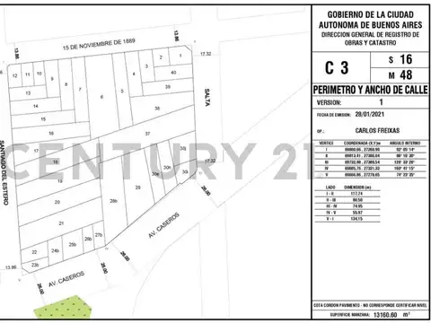 Terreno en Venta 11,40  mts Fondo