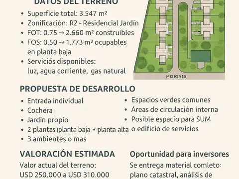Terreno en Venta en Tortuguitas, USD 280.000