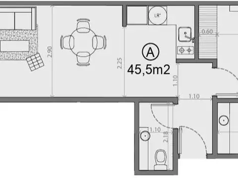 Departamento 2 amb en suite en pozo Barrio Norte