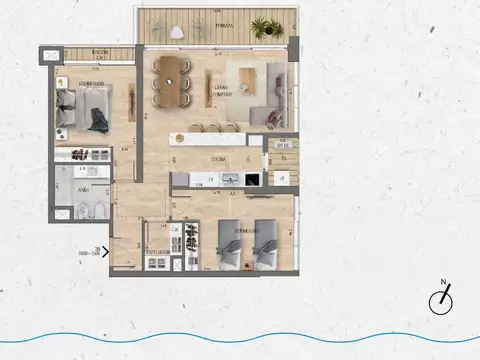 VENTA Apartamento 2 dormitorios Lago Calcagno