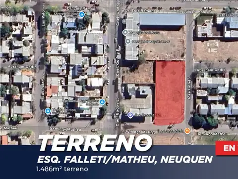 VENTA TERRENO 1486m2. ESQ. FALLETI/MATHEU, NEUQUEN