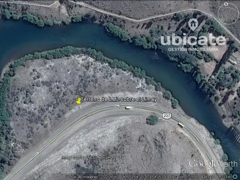 Chacra en venta 2 hectáreas con  532 metros de costa del Río Limay