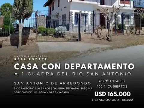Venta Casa y Departamento En San Antonio De Arredondo Con Vista A Las Sierras y Pileta