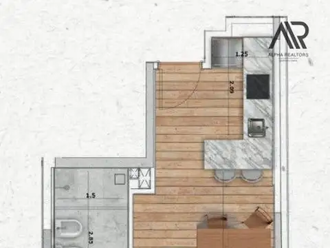 Venta de apartamento de 1 dormitorio al frente en Cordón Sur. Entrega: dic. 2026