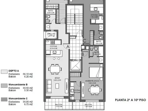 Departamento 2 ambientes con 1 baño