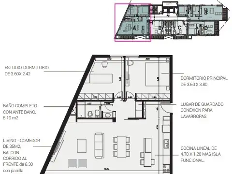 Departamento en Venta de 2 ambientes