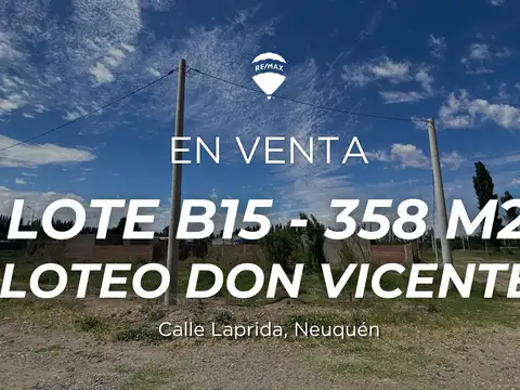 Lote B15 En Venta Loteo Don Vicente En Neuquén