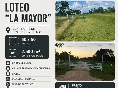 Loteo "La Mayor". AMPLIO TERRENO EN ESQUINA
