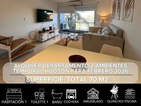 ALQUILER TEMPORAL DEPARTAMENTO 2 AMBIENTES ALTOS DE HUDSON 2