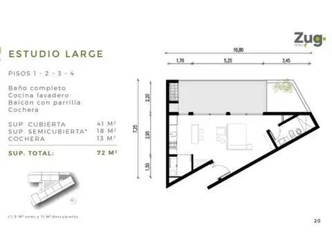 Monoambiente en venta en Zug Verdi, Pilar, Jose Verdi 3825