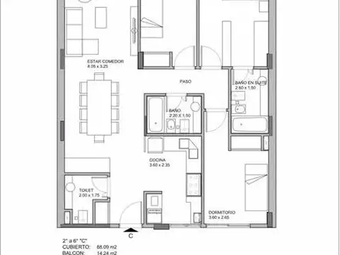 Departamento 4 ambientes con 3 baños