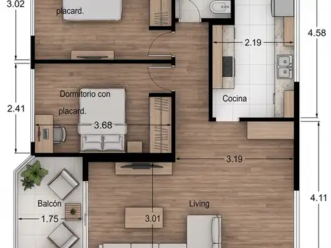 Departamento en Venta de 3 ambientes