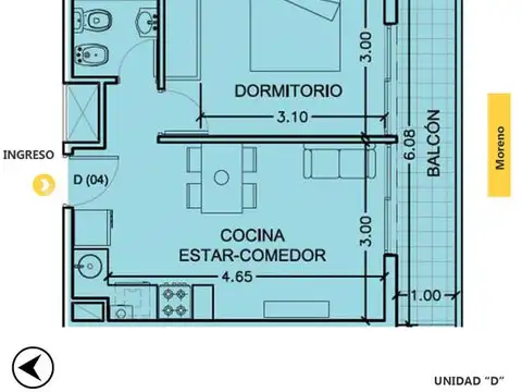 Departamento 1 dormitorio en venta - Granadero Baigorria
