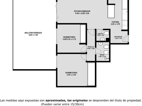 Departamento 3 ambientes con 2 baños