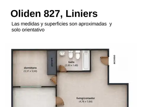 Depto Tipo Casa 2 ambientes con 1 baño